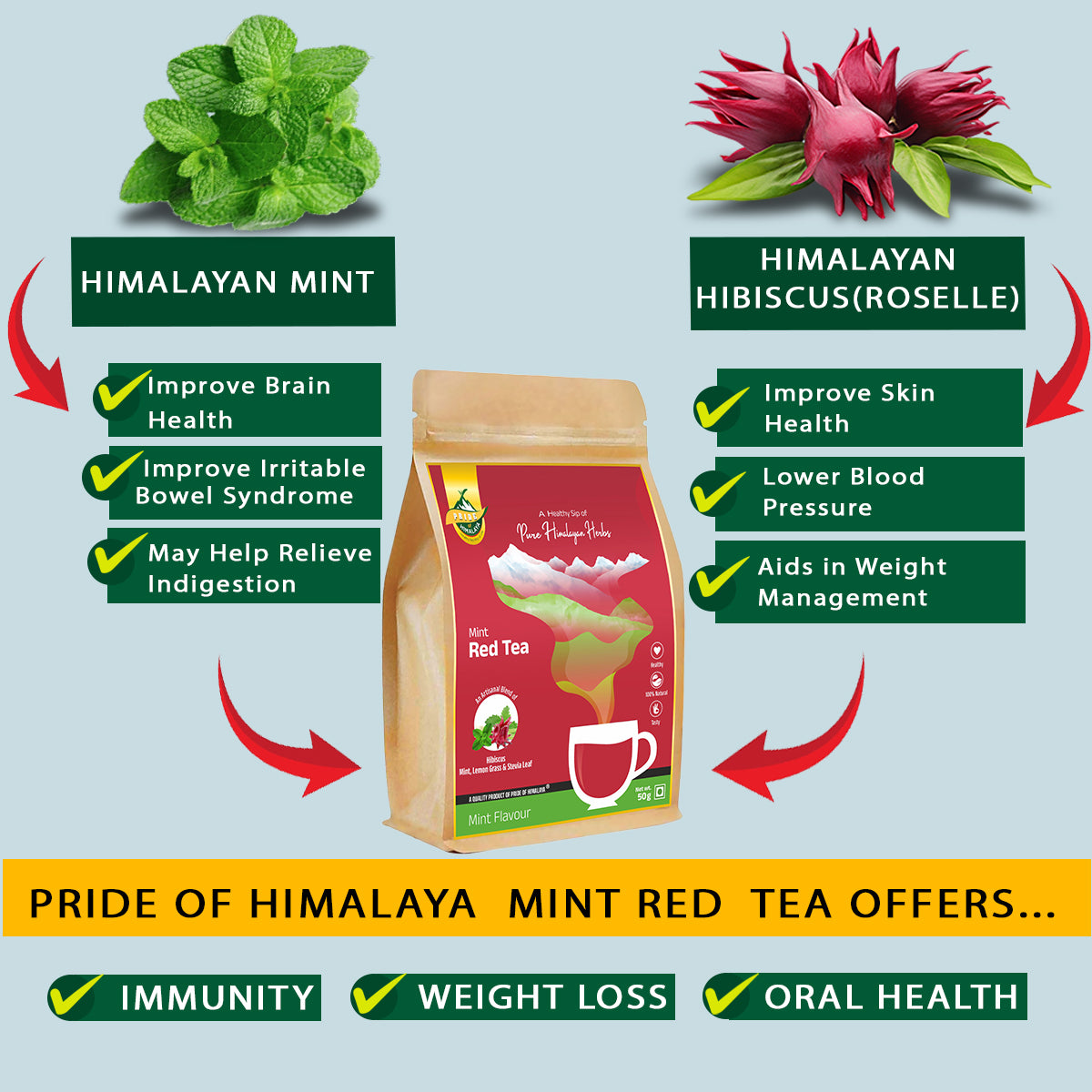 Mint Hibiscus Tea| 40 Teabags