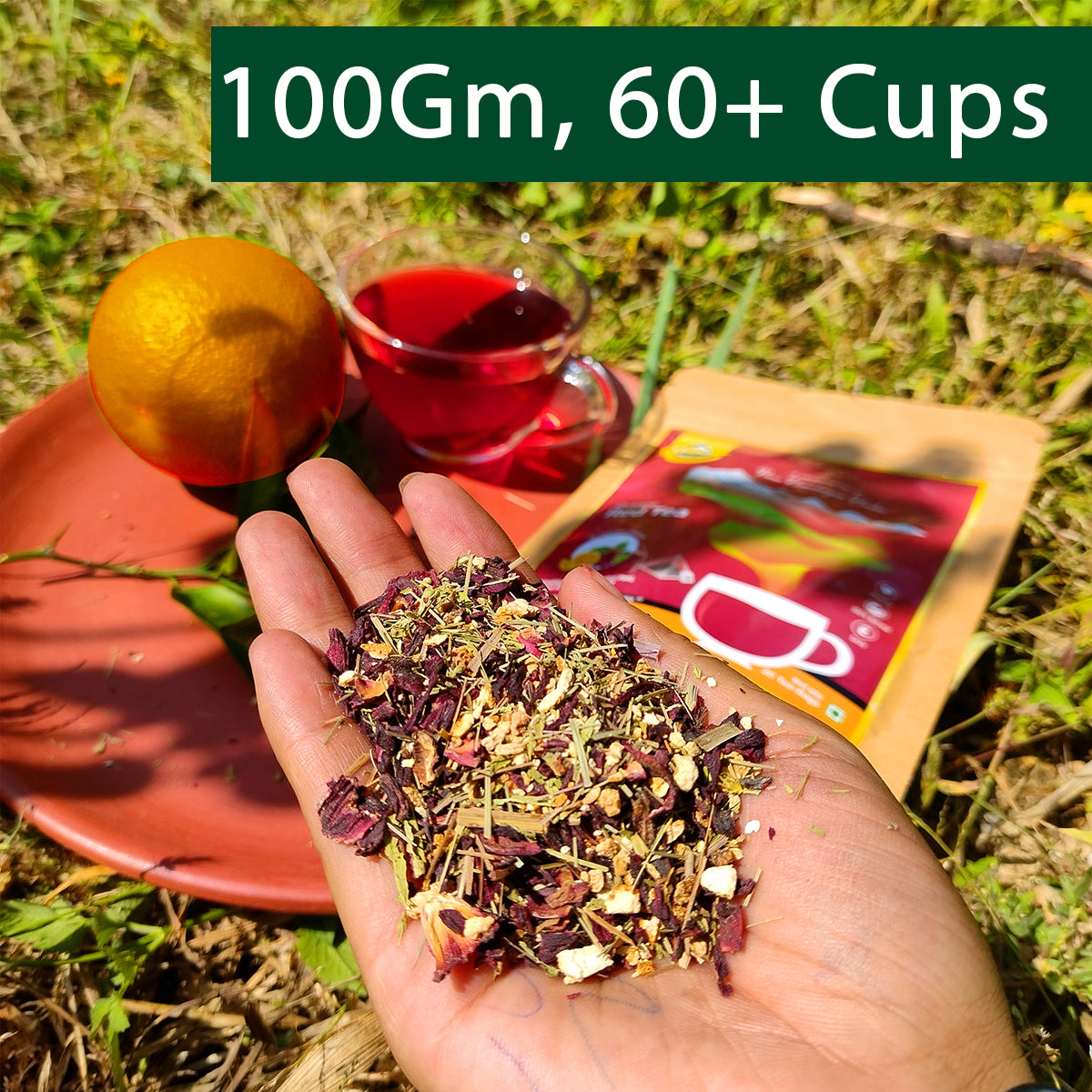 Orange Hibiscus Tea | Loose Leaf | 100 Gm 60+ Cups